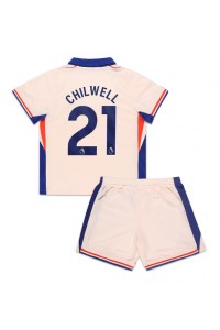 Chelsea Ben Chilwell #21 Jalkapallovaatteet Lasten Vieraspeliasu 2024-25 Lyhythihainen (+ Lyhyet housut)